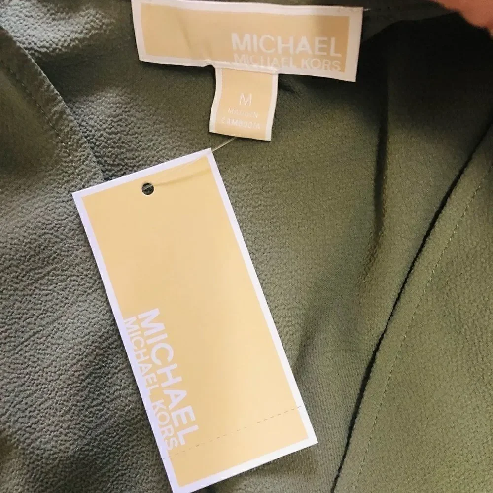 ‎Michael Kors Drape-front Tie Sleeve Blouse